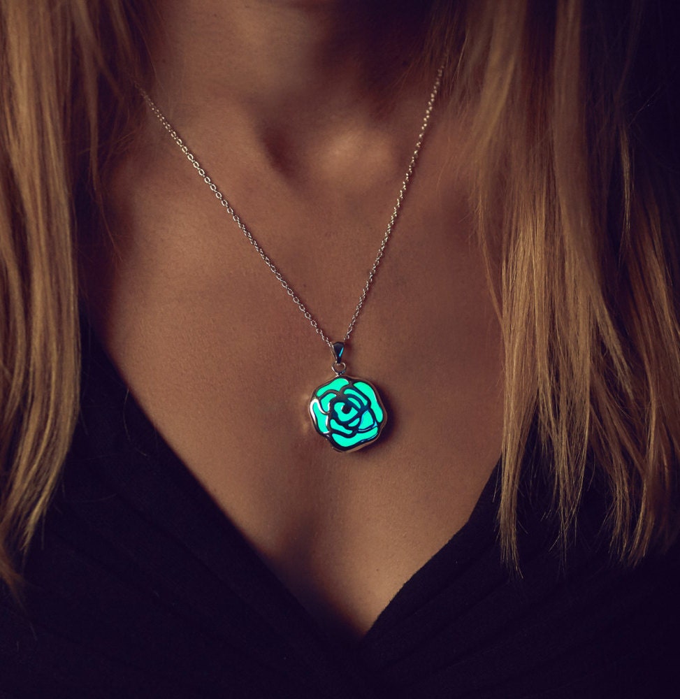 Rose Necklace Glow in the Dark Necklace Glow in the by