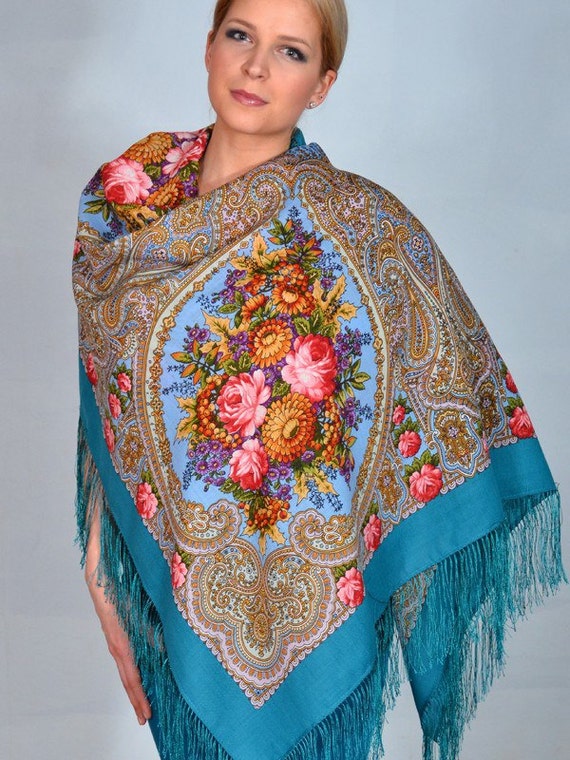 russian shawl wool babushka etnic folk shawl 49