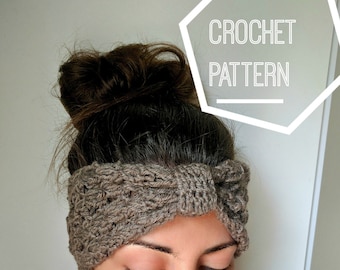 Crochet Ear Warmer Pattern, Crochet Knot Headband Pattern, Boho Crochet Headband Pattern, PDF pattern download only, Crocheted Ear Warmer