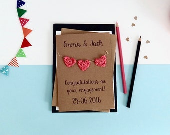 Engagement card - Personalised Engagement keepsake card - Brown kraft card