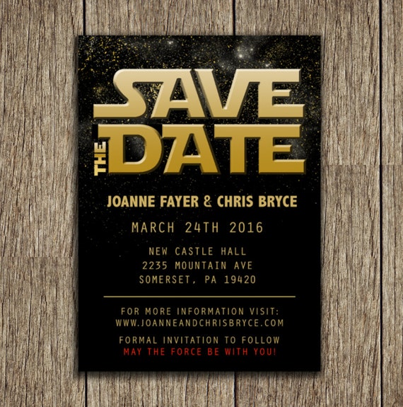 Star Wars Inspired Save The Date Invite 5x7