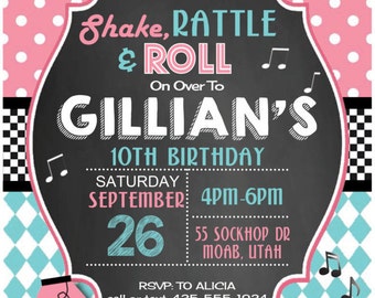 50's Style Retro Customizable Party Pack Printable with