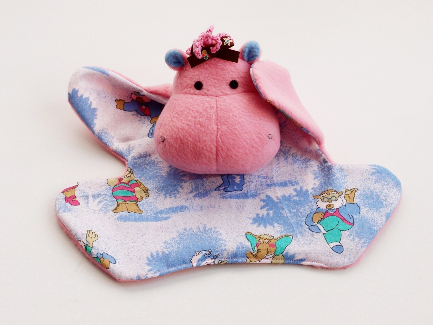 Funny Hippo Baby Comforter Baby Lovey Baby by CuteGiftsAndCrafts