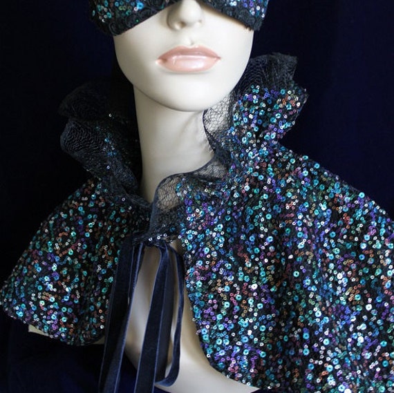 Bonfire Night Capelet Iridescent Sequin Capelet with Silk