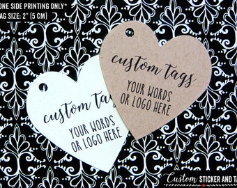 36 custom heart tags 2", personalized wedding tags, party favor tags, gift tag with twine, logo tags, product tags, hang tag (T-54)