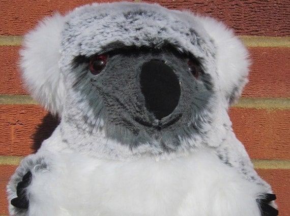 Large Koala Bear Keepsake Toy, Soft Cuddly Toy, Grey White Faux Fur, Stuffed Animal Toy, Boy Girl Toddler Gift, Adult Collectable Toy Gift.