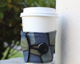 Reusable Coffee Cup Cozy - Parson Gray Vagabond - Manly Coffee Wrap - Masculine Male-Friendly Gender Neutral Coffee Sleeve -Dark Earth Tone
