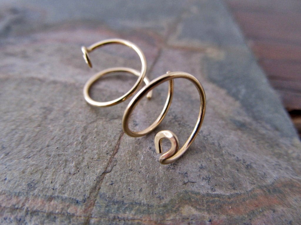 Gold Filled Two Hole Earrings / Double Piercing Earrings