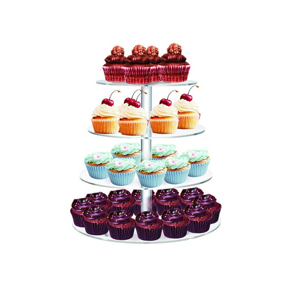 4 Tier Clear Acrylic Round Cupcake Stand
