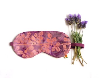 Batik sleep mask, silk and cotton sleep mask, pink travel mask, purple eye mask, going away gift, beach vacation gift, gift for new Mom