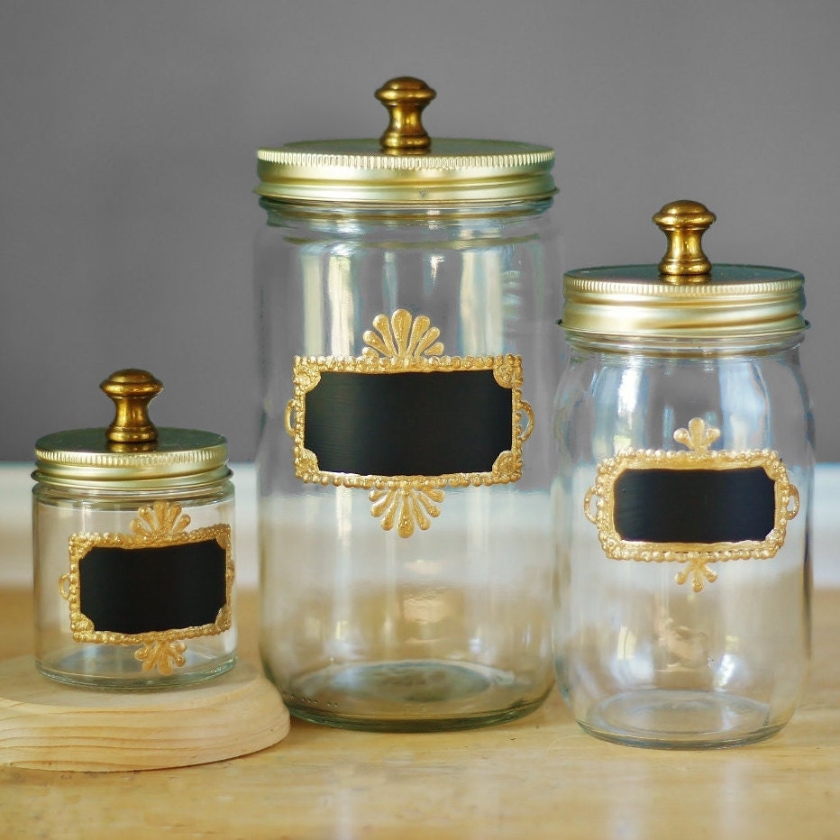 Brass Hardware Mason Jar Storage Canisters for Kitchen Set of home design, design, photos, decoration, pictures, and interior design ideas Mason Jar Canister Set 932 x 932