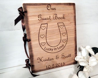 Guest Book, Guest Books,Wedding Guest Book, Rustic Wedding, Words of Wisdom Book, Personalized, Horse Shoe, Horse Lovers, Horse Wedding