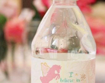 Rainbow Unicorn Water Bottle Labels