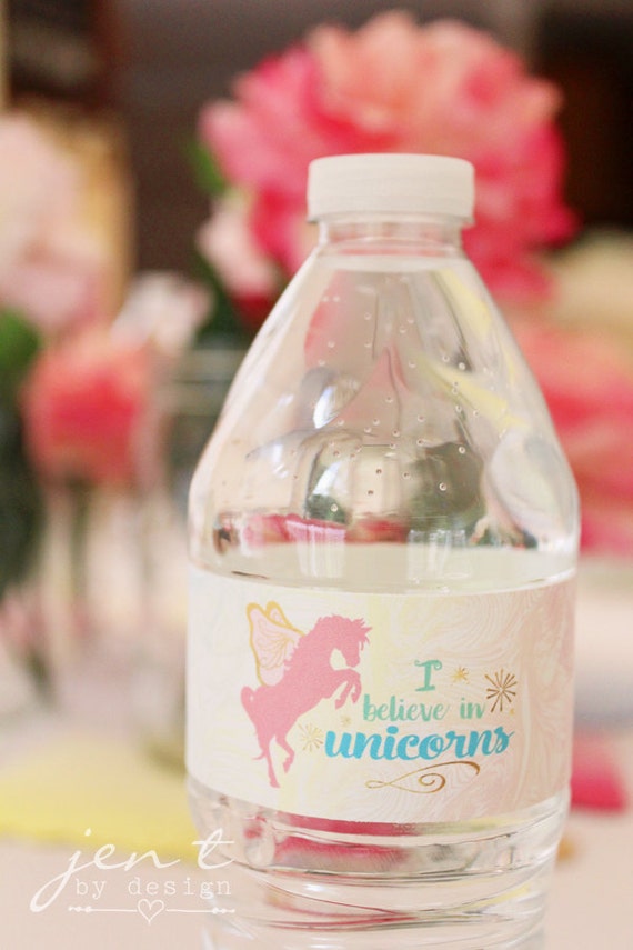 Magical Unicorn Water Bottle Labels