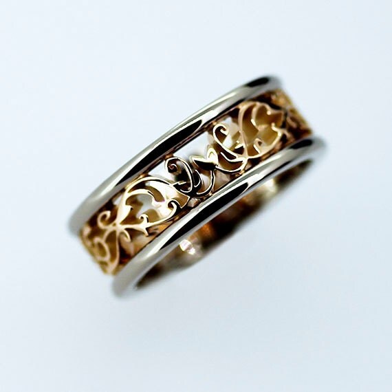 open filigree wedding rings