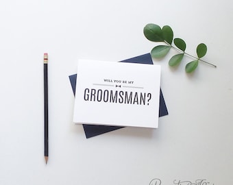 Will You Be My Groomsman Card - Be My Best Man, Ring Bearer, Masculine Cards - Bow Tie - Groomsmen Cards