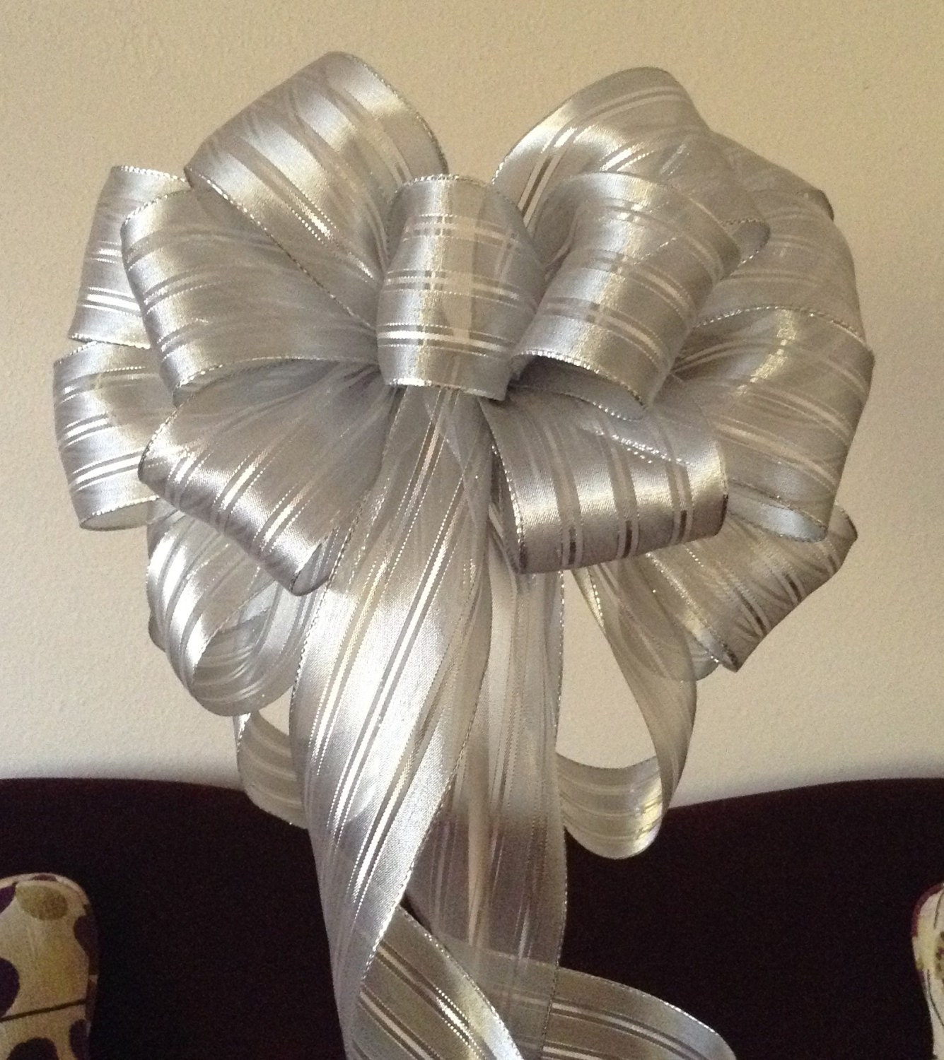 large silver tree topper christmas bow gift by basketsfromatoz large silver tree topper christmas bow gift by basketsfromatoz