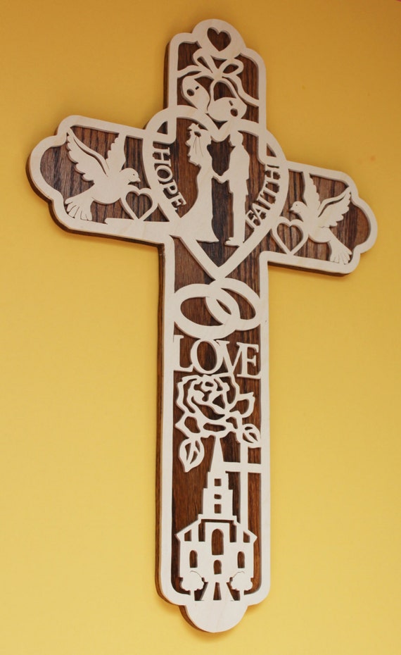 Wood Marriage Cross Wedding Cross Wedding by Wallyswoodcrafts