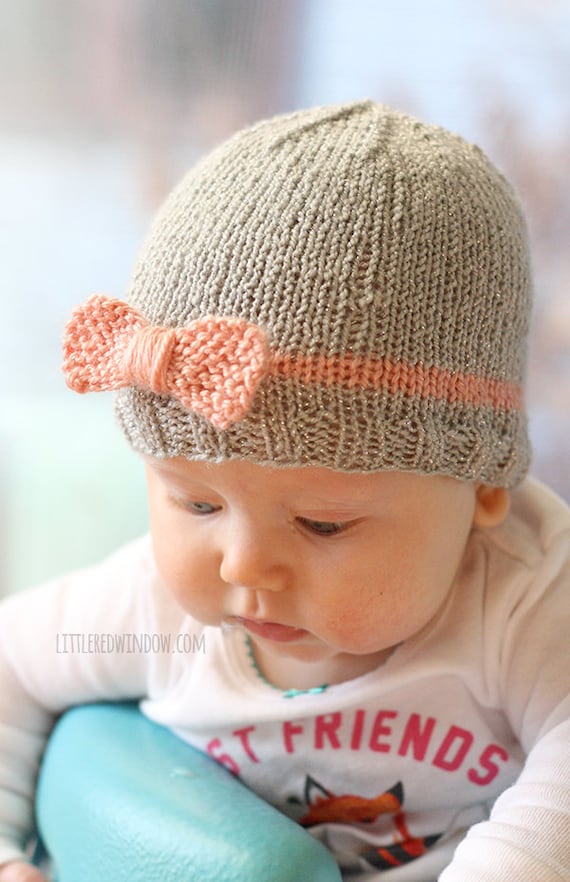Knit Bow Baby Hat KNITTING PATTERN knit hat pattern for