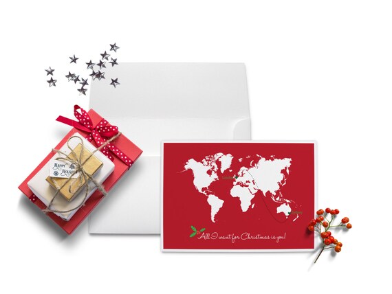 Long Distance Relationship Christmas Card by PaperBoundLove