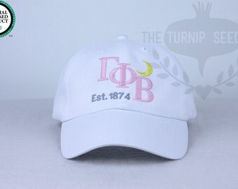Gamma Phi Beta Cap - Diagonal Name - Custom Color Hat and Embroidery.