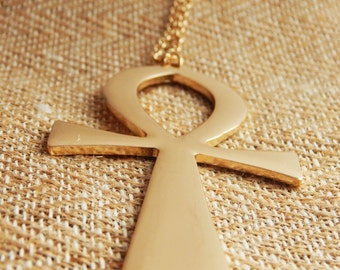 Gold Ankh Necklaces Large Ankh Jewelry Egyptian Necklaces Ankh Pendant Gold Hip Hop Jewelry