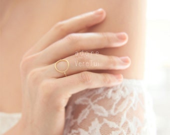 Lovely Dainty Gold Circle Cut out Ring