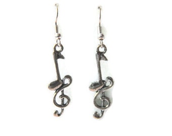 Treble Clef Earrings, Music Note Earrings, Treble Clef Jewelry, Musician Earrings