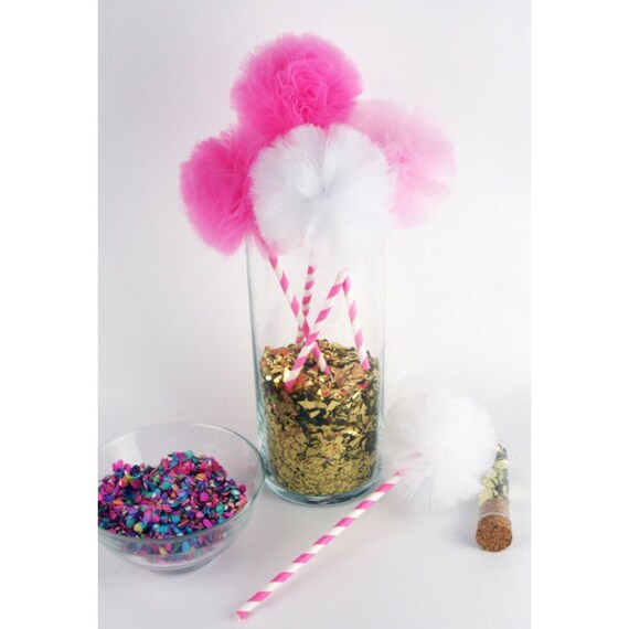 Baby Girl Princess Shower Tulle Pom DIY Vase by FestivityInk