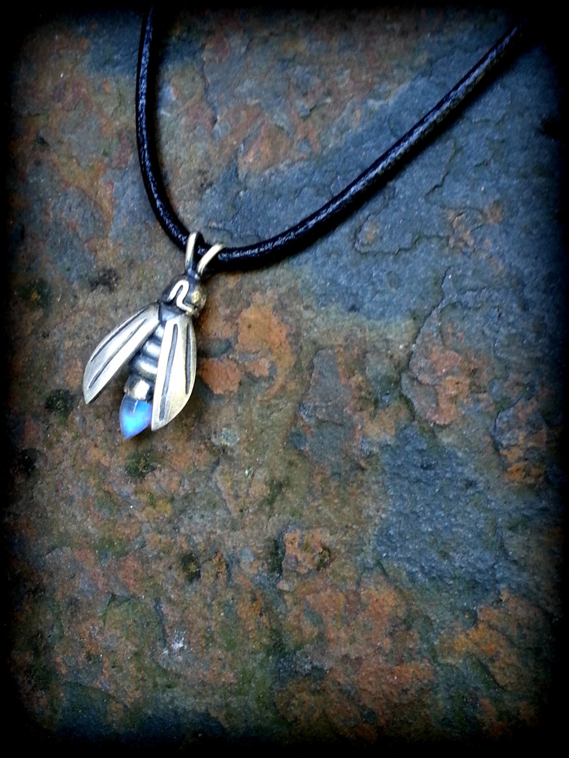 Moonstone Firefly Silver Firefly Pendant Rainbow Moonstone
