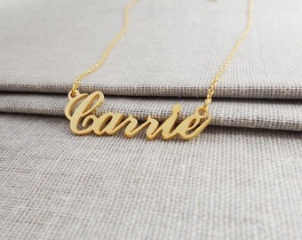 Name Necklace Gold ,Carrie Name Necklace,Personalized Name Necklace,Custom Celebrity Necklace,Sex and The City Necklace,Christmas Gift