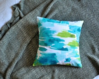 Watercolour Cushion Cover, Throw Pillow Cover, Throw Cushion Cover, Decorative Cushion Cover, Decorative Pillow - Teal & Green Brushstrokes