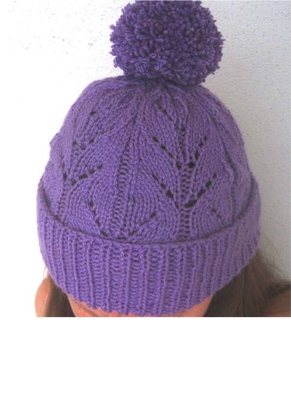 Annabel Lace Beanie Hat Knitting Pattern ladies kids child