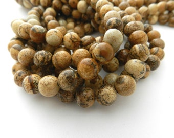 Picture Jasper, 8mm Beads, Jasper Beads, Brown Beads, Brown Jasper, 6mm Beads, Mala Beads, Brown Gemstone, Gemstone Beads, Nature Beads