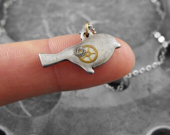 Tiny Steampunk Bird Necklace - The Little Clockwork Bird by COGnitive Creations