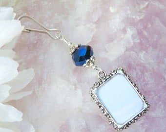 Something blue. Wedding bouquet photo charm. Bridal bouquet charm- small picture frame. Wedding keepsake. Gift for the bride. Memorial charm