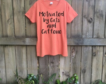 Funny pet gift, cat shirt, cat gifts, Womens tshirt, summer, graphic tee women, Pet mom, Cats and Caffeine, coffee, cat lover gift, rctees