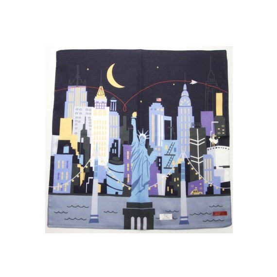 New york city skyline fabric Japanese handkerchief wrapping