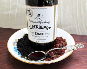 Elderberry Syrup 8 fl oz Organic Herbs Immune System Boost Kids & Adults Vitamin C Raw Local Honey