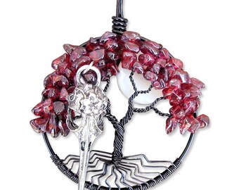 Morrigan Tree of Life Pendant Wire Wrap Tree of Life Goddess Necklace