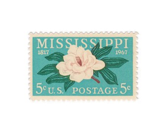 10 Unused Vintage Postage Stamps - 1967 5c Mississippi Statehood - Item No. 1337