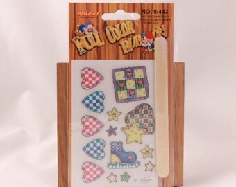 Vintage Art Lover Full Color Rub On Transfers Package. Hearts