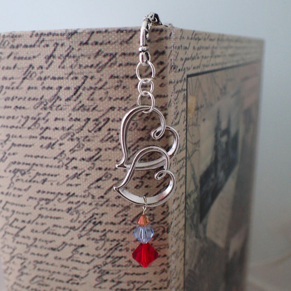 Twin Heart Bookmark Beaded Metal Hook Bookmark