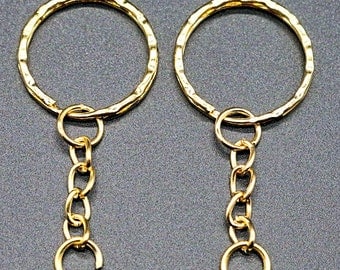Key Rings - Key Chains - Gold Key Chains - 10 or 30 Pcs - Gold Key Rings with Chain and Ring - Key Chain Hardware - Key Ring Blanks - KC-G01