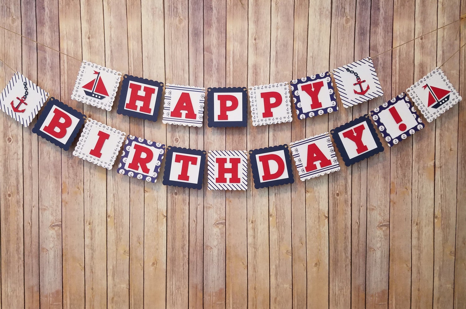 Happy Birthday Nautical Banner Boy Nautical Birthday Sign