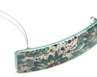 French Multi Color HandPainted Tortoise Large Barrette Hair clip P30