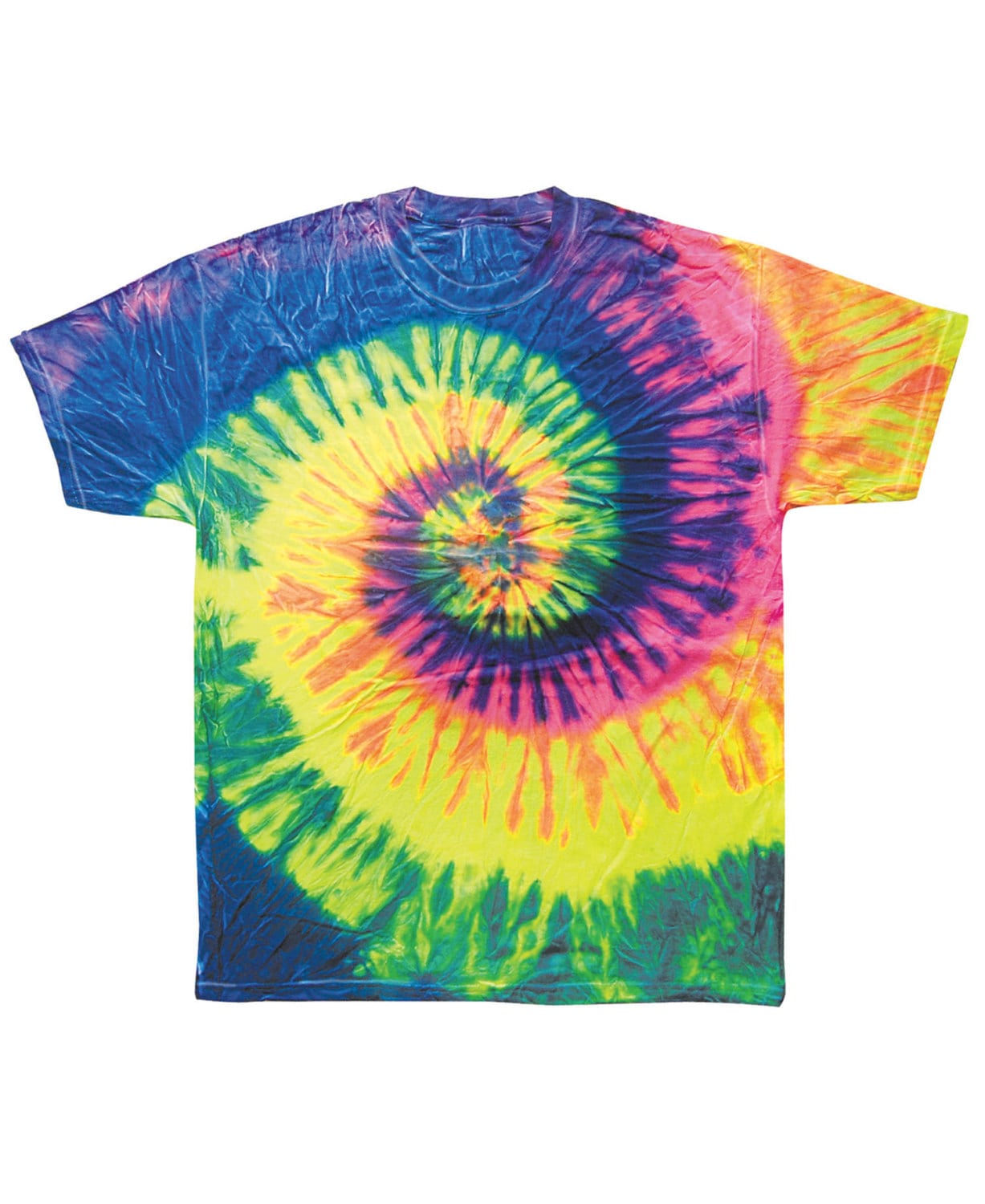 Tie Dye T-Shirt-Made in USA Tie And Dye-Neon Rainbow Hippie