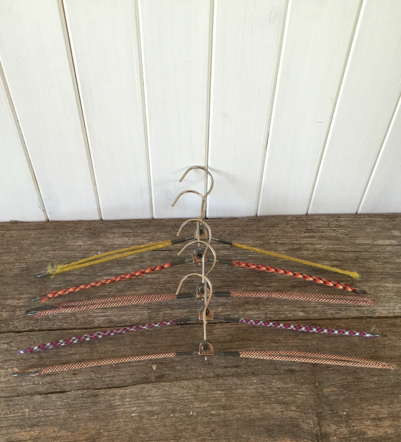 Vintage lot of five wire fabric covered folding coat hangers – Haute Juice