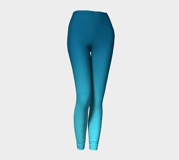 Teal Leggings Ombre Leggings Teal Tights Turquoise Tights