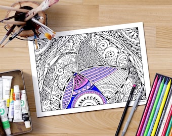 Halloween Doodle Coloring Page Printable Cute Abstract Pages Zentangle Art